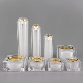 Stock Luxury Cosmetics Packaging Plastic Jars 10g 30g 50g White Gold Black Skincare Bottles Cream Acrylic Jar Containers