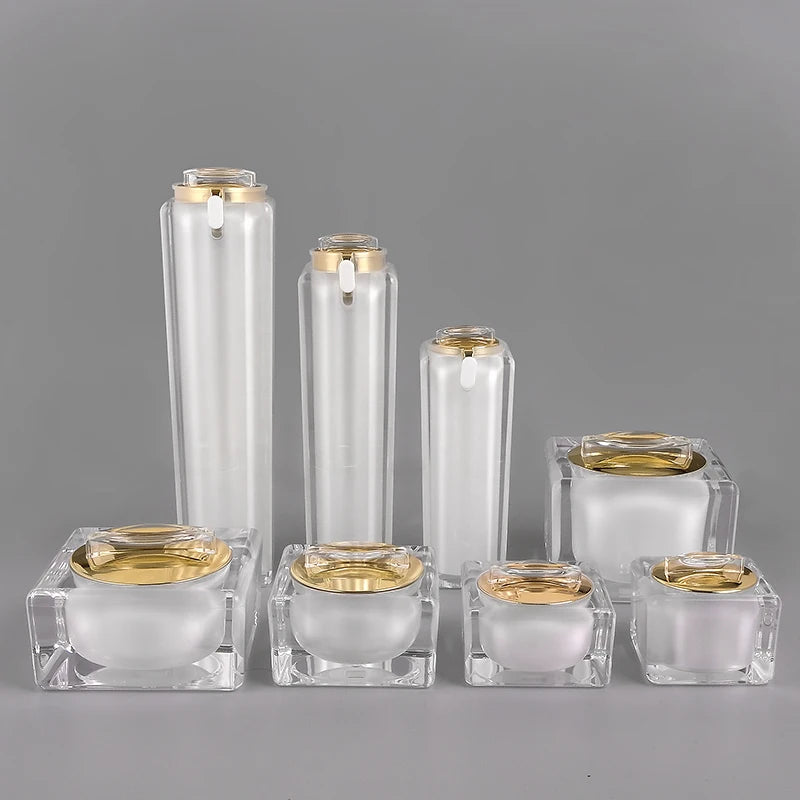 Stock Luxury Cosmetics Packaging Plastic Jars 10g 30g 50g White Gold Black Skincare Bottles Cream Acrylic Jar Containers