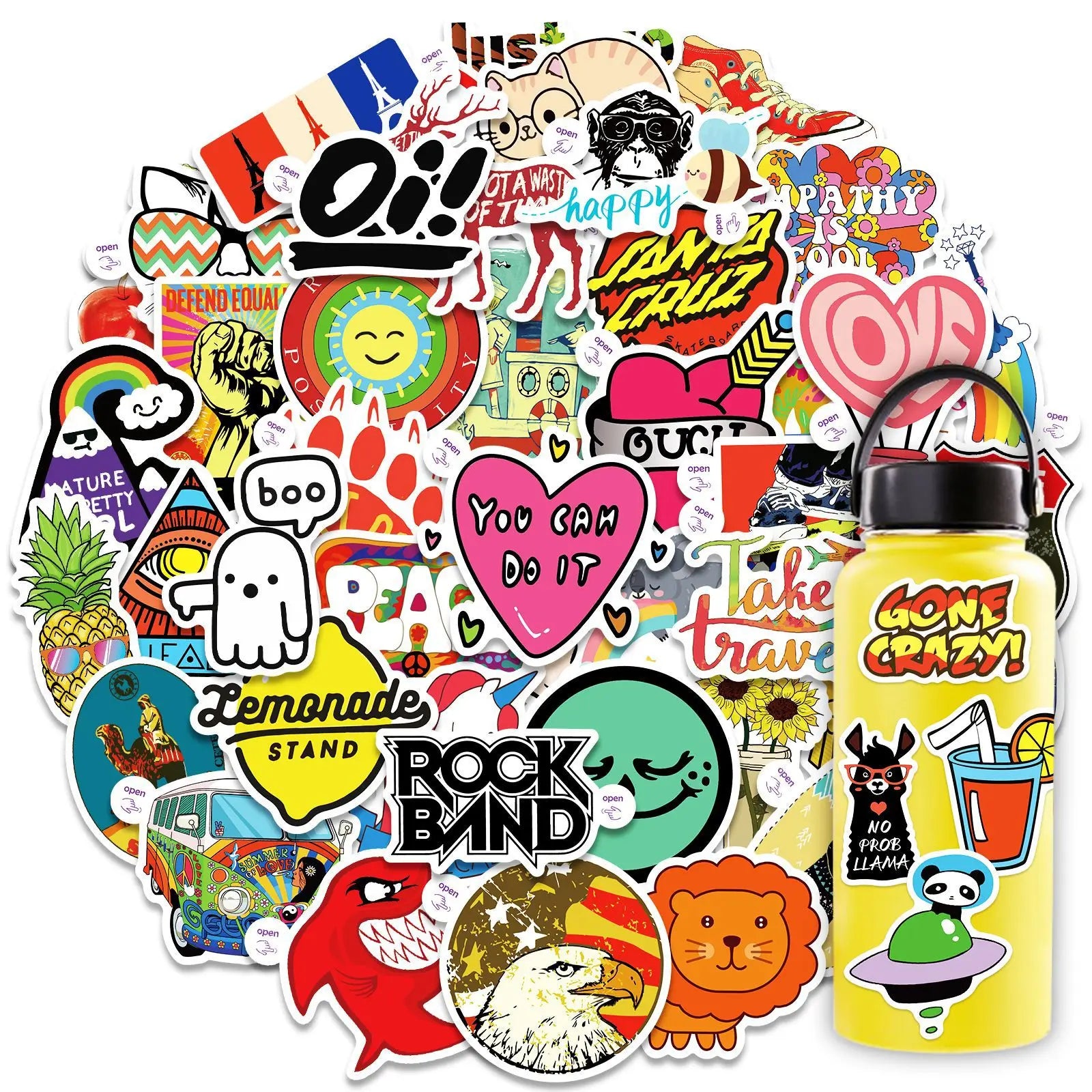 50PCS 2023 Newly Aesthetic Cute Funny Trendy Cartoon Decals for for Kids Teens Boba Tea butterfly VSCO Sticker