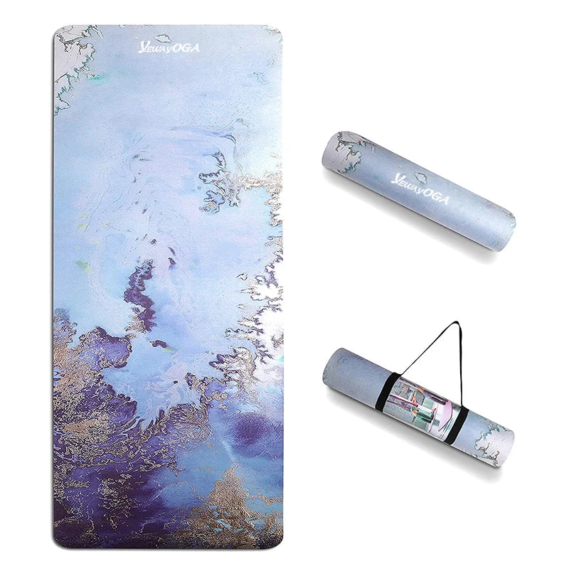 Yewayoga Non Slip Printed Travel Eco Friendly Microfiber Foldable Natural Rubber Custom Suede Yoga Mat