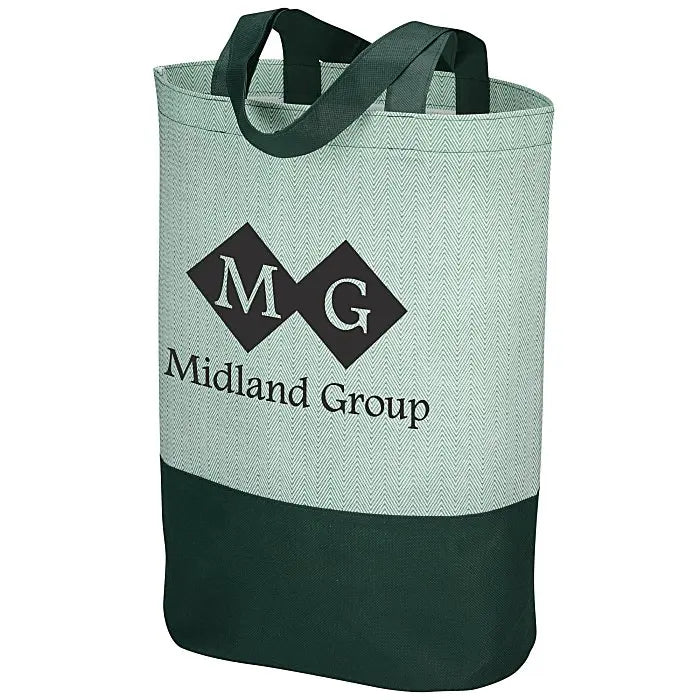 Ruthbag 80gsm Herringbone Reusable Handled Medium Size Foldable Non-Woven Tote Grocery Bag Letter Pattern for Shopping