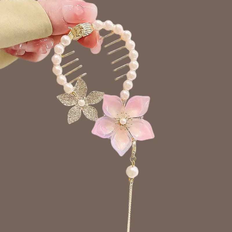 2025 New Rhinestone Pearl Flower Hairpin Colorful Head Clip Women's Hair Jewelry