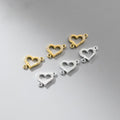 Dainty Gold Plating 925 Sterling Silver CZ Zircon Heart Connection Clasp for Jewelry Making Accessories