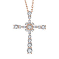Hot Selling 925 Sterling Silver Cross Pendant Necklace with Trendy Crystal Zircon Rose Gold for Engagement & Wedding