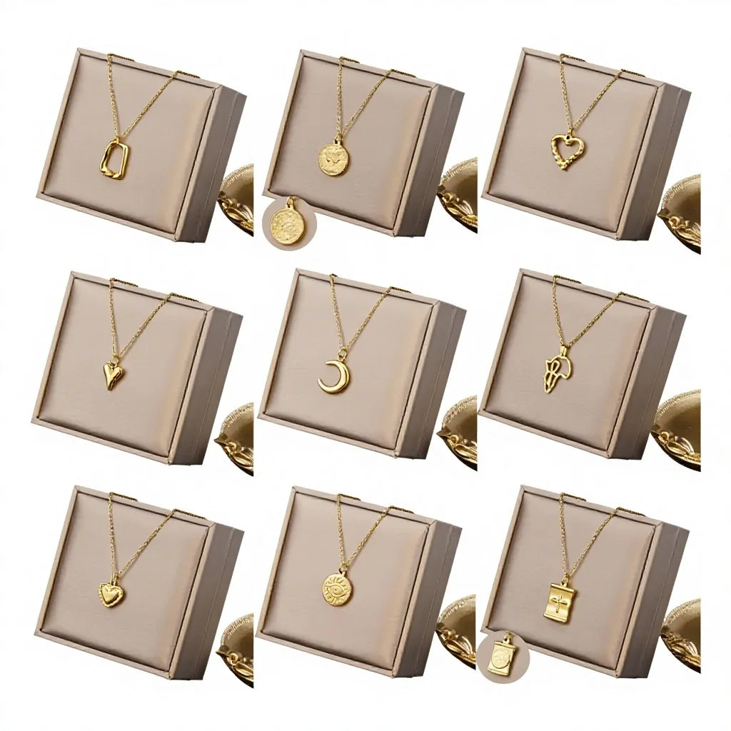 Non Tarnish Stainless Steel Heart Necklace 18k Gold Plated Waterproof Stainless Steel Cross Pendant Necklace