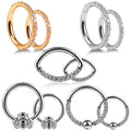Evorte Trendy 24K Gold Plated Septum Ring 16G Hinged Nose Ring Titanium Nose Ear Daith Piercing Women Cartilage Body Jewelry