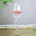 Personalized Transparent Insulated Thermal Flower Shaped Oversized High Stem Tritan Wine Goblet with Bottle Marker