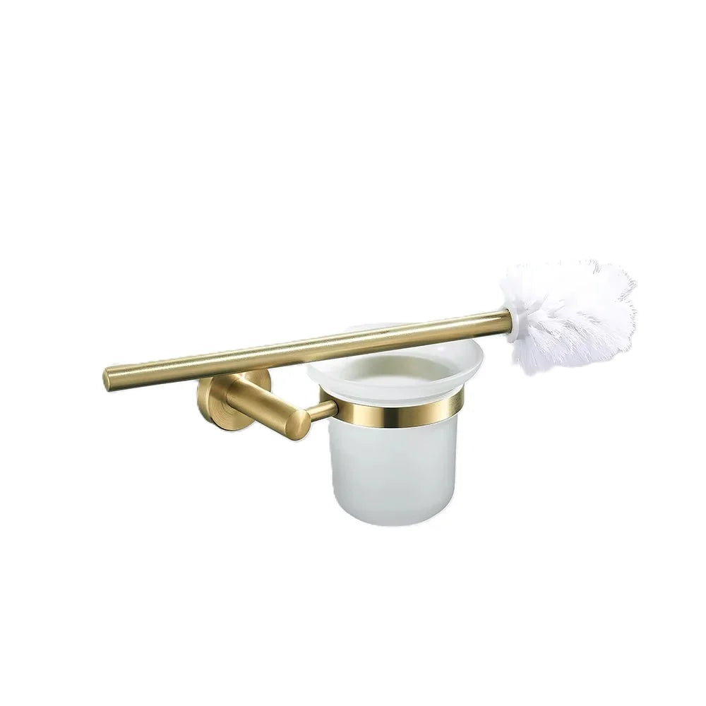 Wall Mounted Toilet Brush Brushed Gold Lavatory Toilet Brush Holder