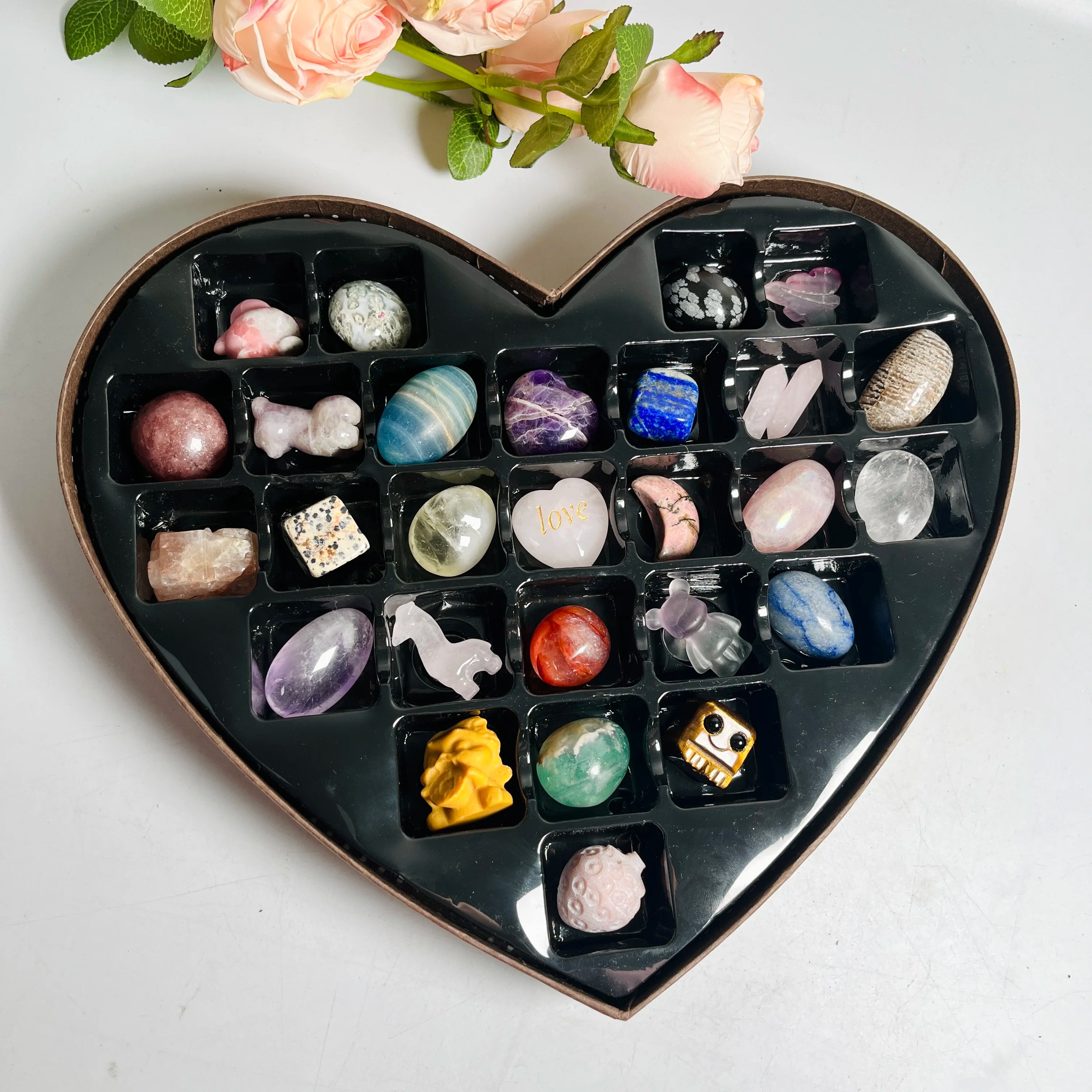 Valentine's Day Promotion Gift Best Selling Heart Shaped Crystal Carving Crystal Mystery Box Gifts Crystal Craft for Her
