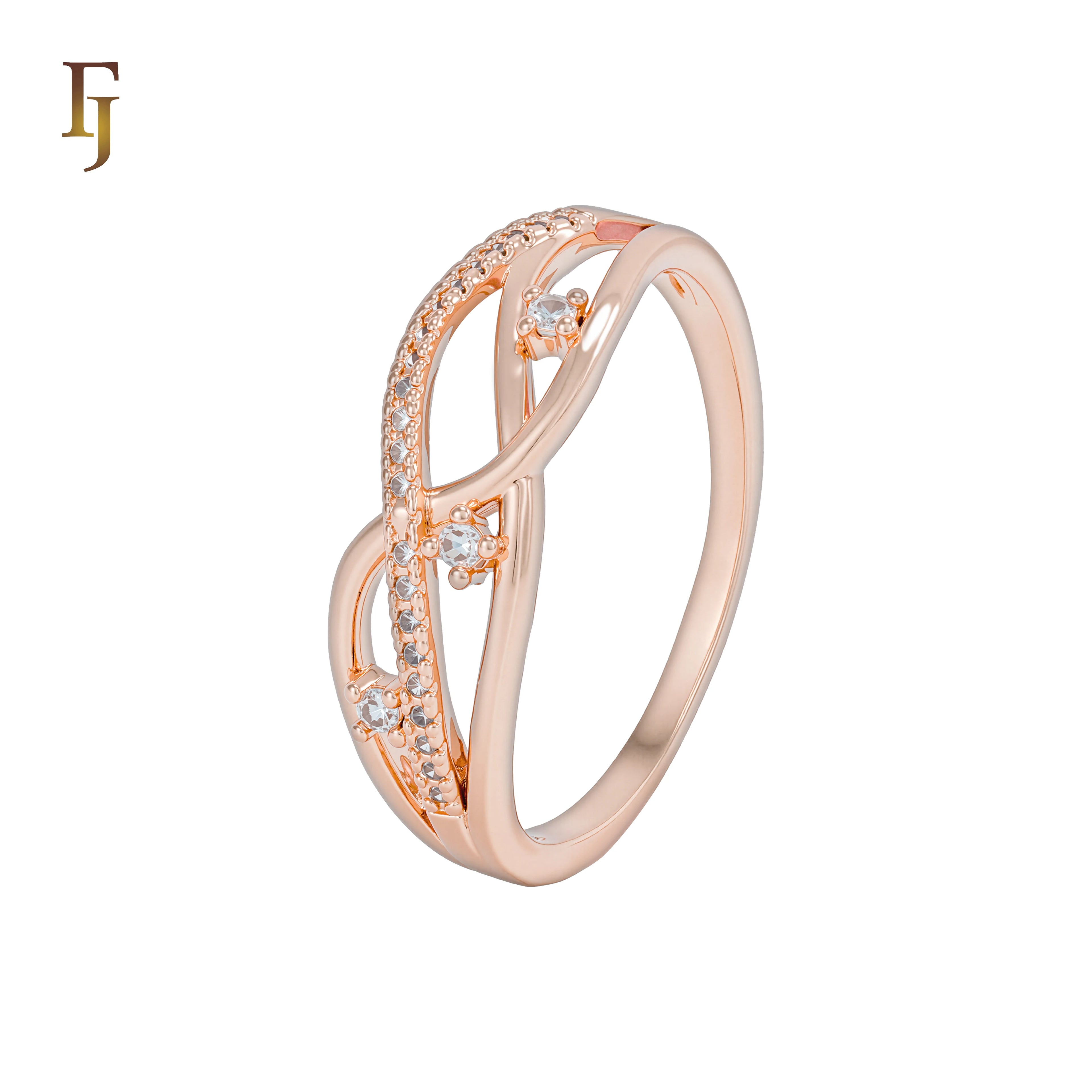 FJ Fallon Fashion Jewelry Wedding Band Rings Eternal Love Infinity Jewelry Plated in Rose Gold Brass Based