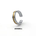 Fashion Gold Plated Yellow Texture River Ring S925 Sterling Silver Contrasting Color Band Rings