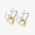 Trendy Chunky Geometric Dangling Bicolor Splicing 925 Sterling Silver 18k Gold Plated Huggie Earrings for Anniversary