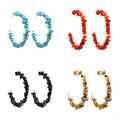 Designer Oversize Hoop Earrings for Women Natural Stone Irregular Gravel Gold Circle for Parties Weddings Engagements
