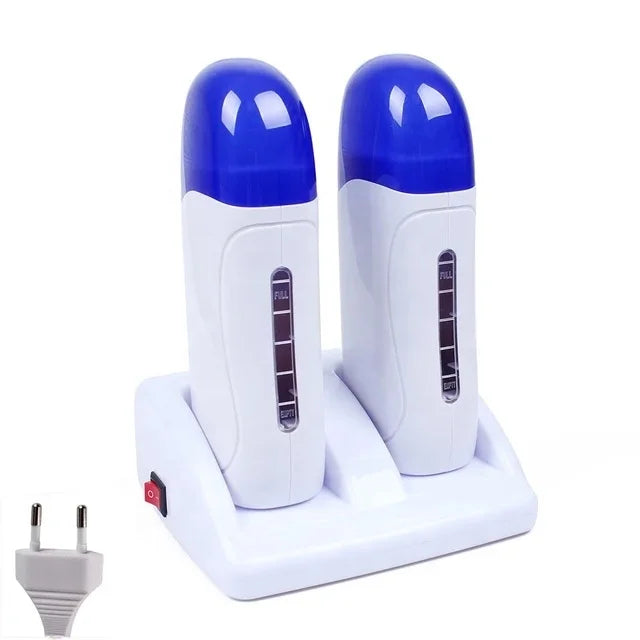 Electric Double Wax Heater Epilator Cartridge Wax Roller Base Roll on Waxing Refillable Hair Removal Machine Depilatory Heater