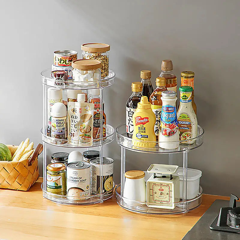 360 Degree Turntable Rotating Seasoning Organizer Rotation Spice Rack Kitchen Storage Turntable Cabinet