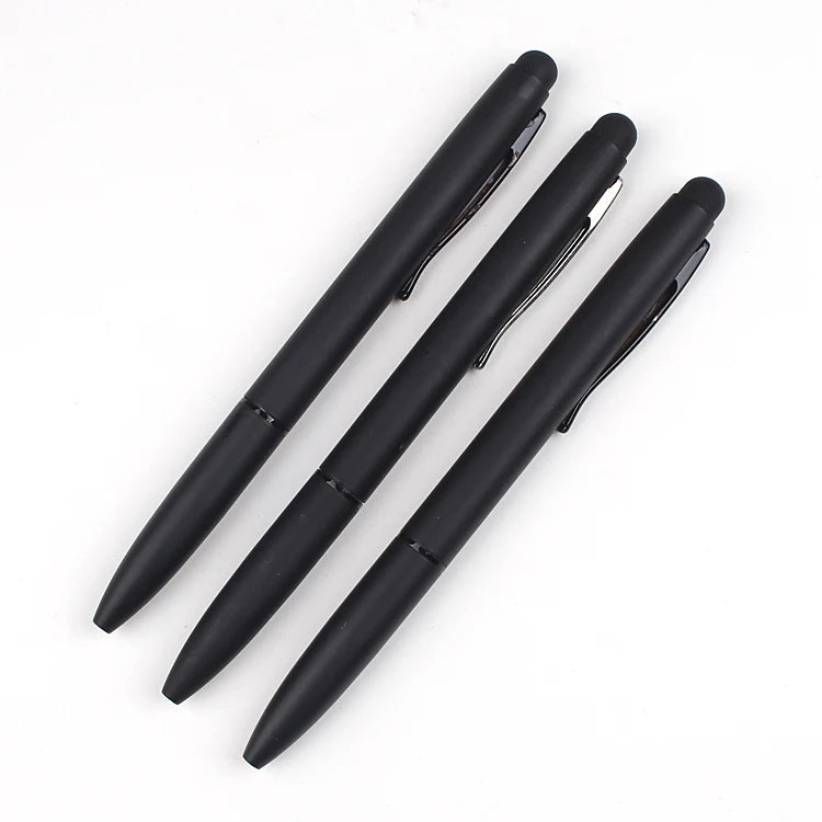 Custom Logo Metal Touch for Stylus Pen 1.0mm Writing Width Promotional Short Black Matte Personalised Pen