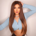 High Temperature Fiber Silk Hair Long Hot Honey Brown Lace Frontal Synthetic Wigs Fashion Style Wigs