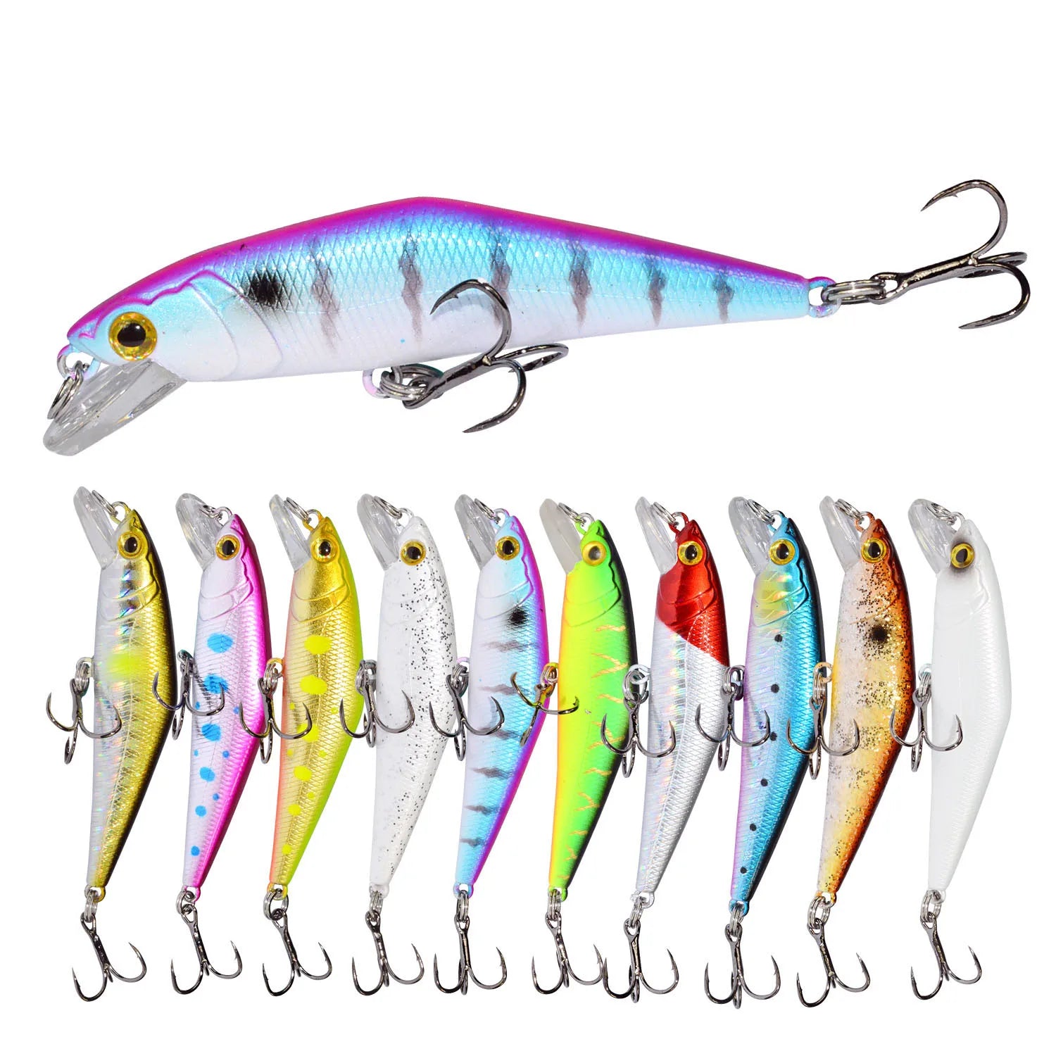 ABS Hard Lure 63mm 7.8g Floating Minnow Fishing Lure Lifelike Plastic Hard Bait Carp Fishing Wobble Crankbaits 3D Eyes Lures