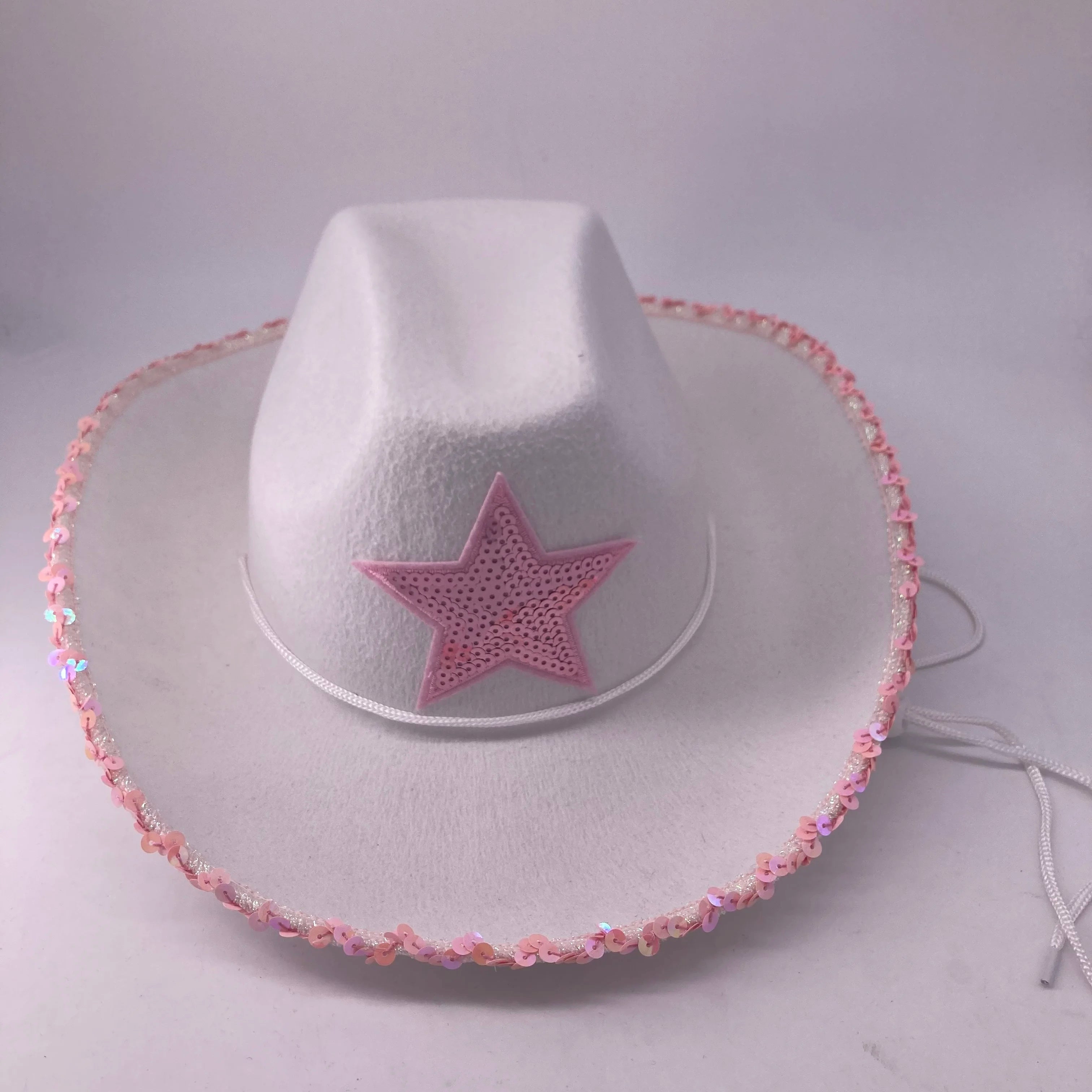 Customized Sequins Star Decorated Cowgirl Hat for Kids for Outdoor Birthday Parties Available Children's Size Wholesale Cowboy