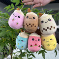 Kawaii Peluches Fruit Strawberry Watermelon Boba Tea Plushes Toys Keychain Mini Boba Charms Slim Milk Tea Cup Milk Tea Keychains