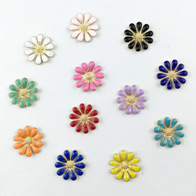 1.8cm Colorful Enamel Daisy Flower Charms Flat Back Metal Floral Buttons for DIY Shoes Bags Decorate Hair Accessories