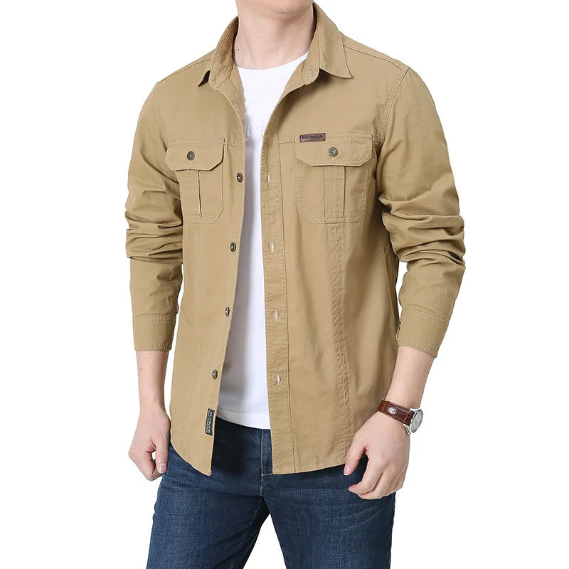 Men's Full Sleeve Cotton Casual Shirt Tactical Shirt Long Sleeve for Hiking Climbing Hunting Formal  Dress Shirt