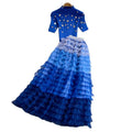 New Products Female Knitted Top Beaded Small Sweater Ladies French Retro Cake Skirt Two Piece Set