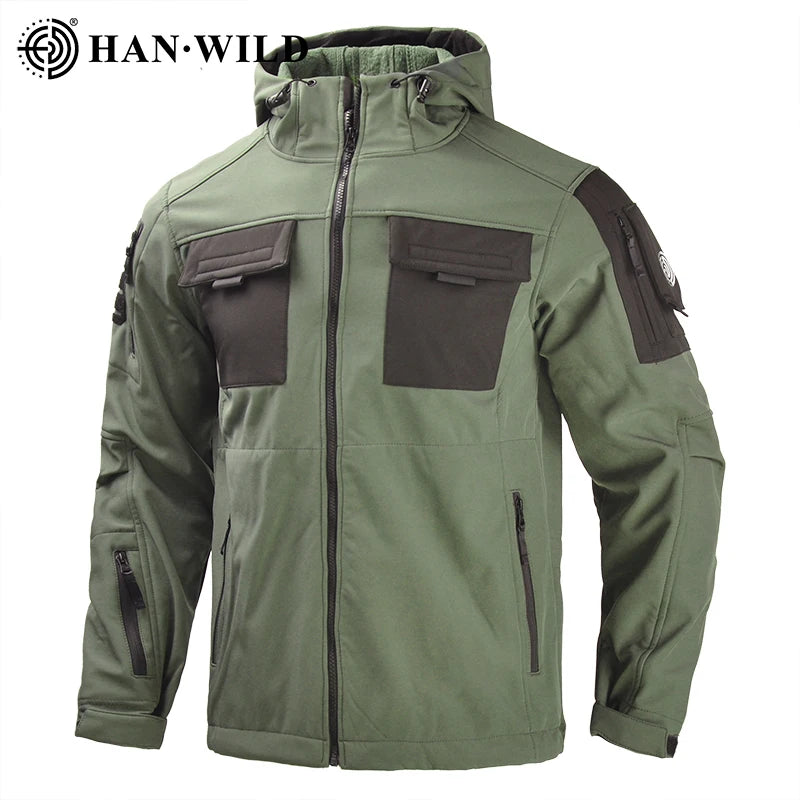 HAN WILD Tactical Hooded Jacket Waterproof Outdoor Jacket City Commuter Jacket