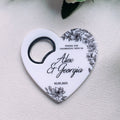 Elegant Simple  Heart Shaped Magnetic Wedding Souvenir Gift Bottle Opener  with Custom LOGO and Design for Wedding Event