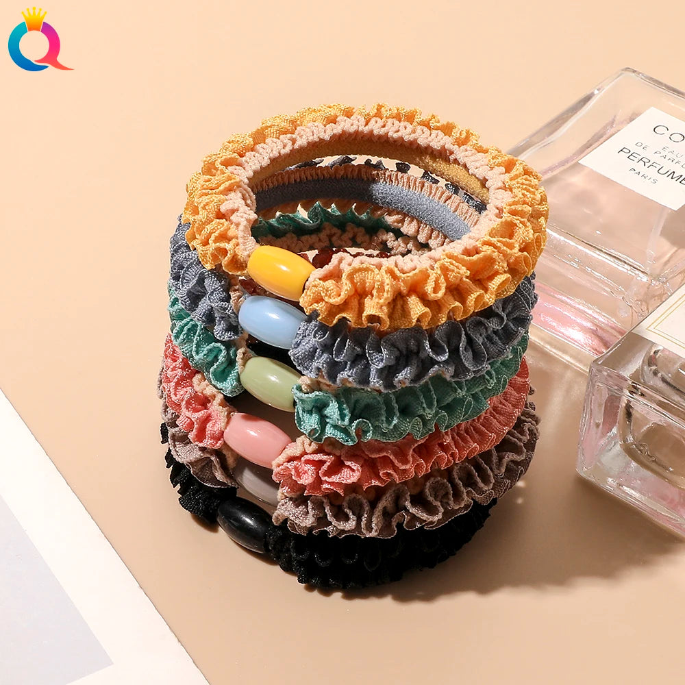 QIYUE New Fashion Mini Scrunchies Hair Tie 6 Colors High Elastic Cloth Hair Band for Youth Girls Factory Direct at a Cheap Price