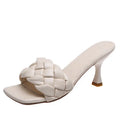 Ladies New Woven Retro Fashion High Heeled Sandals Fine Heeled Square Head Solid Colour Trendy Ladies High Heeled Shoes Party