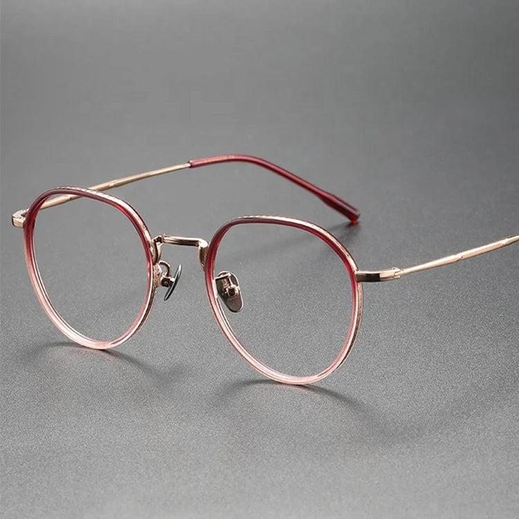 Luxury Red Eyeglasses with Prescription Lens High-End Handmade Carved Spectacles Pure Titanium Optical Frames Solid Pattern