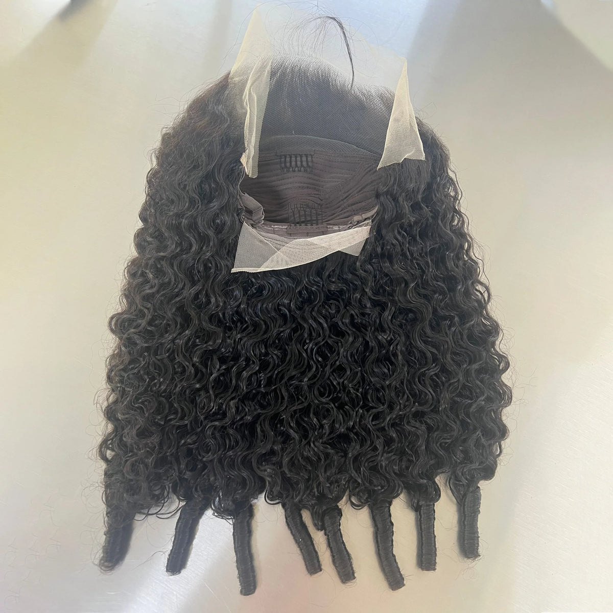 New Fashion Raw Vietnamese Hair 13*4 Transparent Lace Front Human Hair Wig 180% Density Curly Glueless Wig for Black Women MegaBDM