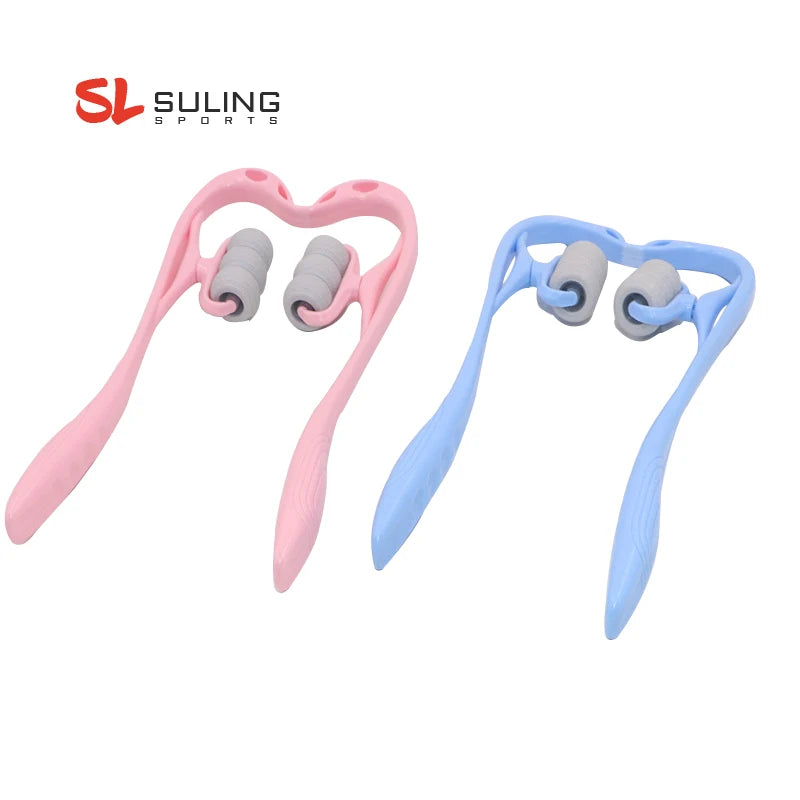 6-Wheel Multifunctional Neck Therapy Massager Roller Manual Hand Kneading Exercise for Bodybuilding Sports Usage Bag