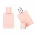 Woman Using square Matte pink Perfume Bottle 30ml pink Cap Metal Sprayer Perfume Bottles Wholesale