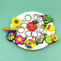 Pvc Key Ring Sunflower Avocado Watermelon Strawberry Cartoon Cherry Keychains Plant Key Holder Fit Kids Bag Car Key Accessories