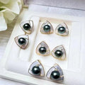JW112 5-9mm  DIY Natural Real Freshwater Pearl Set Charm  Accessories 925 Sterling Silver  Gold Plated Jewelry Set for Women