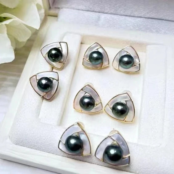 JW112 5-9mm  DIY Natural Real Freshwater Pearl Set Charm  Accessories 925 Sterling Silver  Gold Plated Jewelry Set for Women