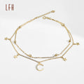 LFH 18k Real Gold Bracelet Party Wear Star Moon Charm Pendant for Women Bracelet Moon Star Beads Pendant Bracelets Jewellery
