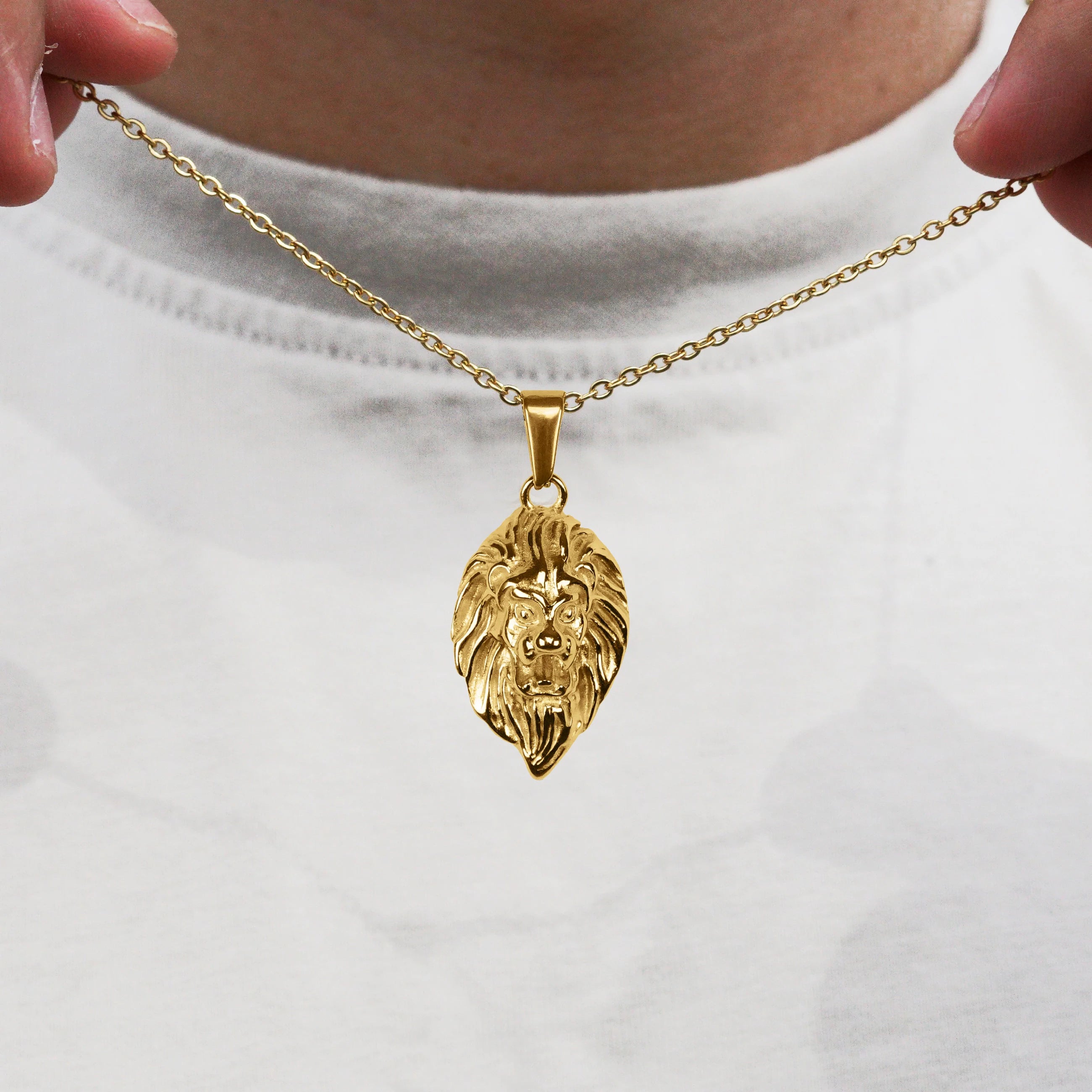 Vintage 25mm Animal Judah Lion Head Necklace Stainless Steel Werewolf Pendant 18k Gold Plated Necklace Custom Jewelry for Men
