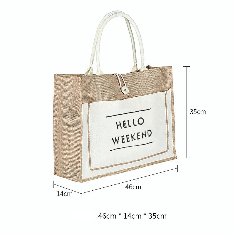 Eco-Friendly Reusable Shopping Jute Tote Bag with Cotton Rope Handle Custom Design Logo Waterproof Burlap Bags Cartoon Pattern