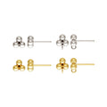 Vintage Jewelry Three Bead Women Earring Findings Tarnish Resistant 14k Gold Filled Stud Earrings
