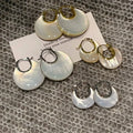 India Luxury Copper Alloy Mother-of-Pearl  Shape  Earrings Channel Setting for Women 14K Gold Plated Trendy Jewelry