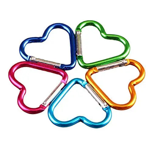 ELEKH Heavy Duty Aluminum Alloy Carabiner Heart Shaped Keychain with Spring Snap Hook for Camping and Backpacking