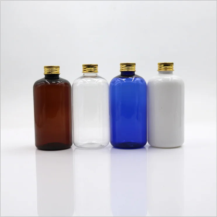 500ml Empty Amber PETPlastic Bottle with Aluminum Screw Cap 16oz Boston Round Refillable Containerfor Shampoo Lotion Liquid Soap