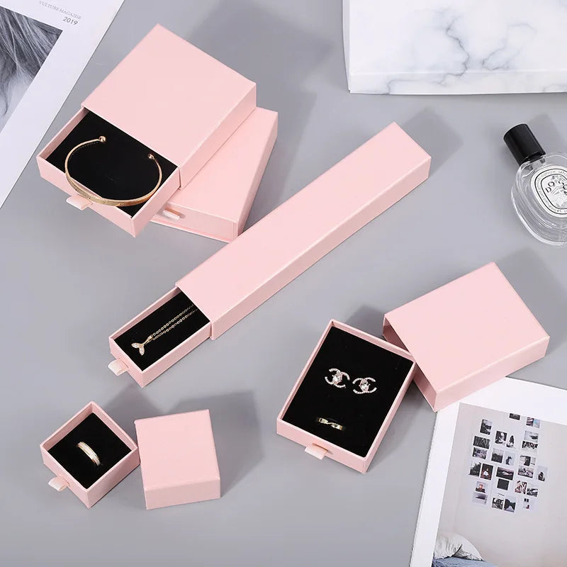 Custom Logo and Size Rigid Cardboard Paper Gift Drawer Box Packaging Pull Out Sliding Jewelry Drawer