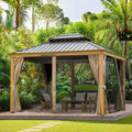 YOUYA Factory Garden Hard Top Gazebo Waterproof Metal Double Roof Gazebo Outdoor Waterproof with Sliding Door for Outside