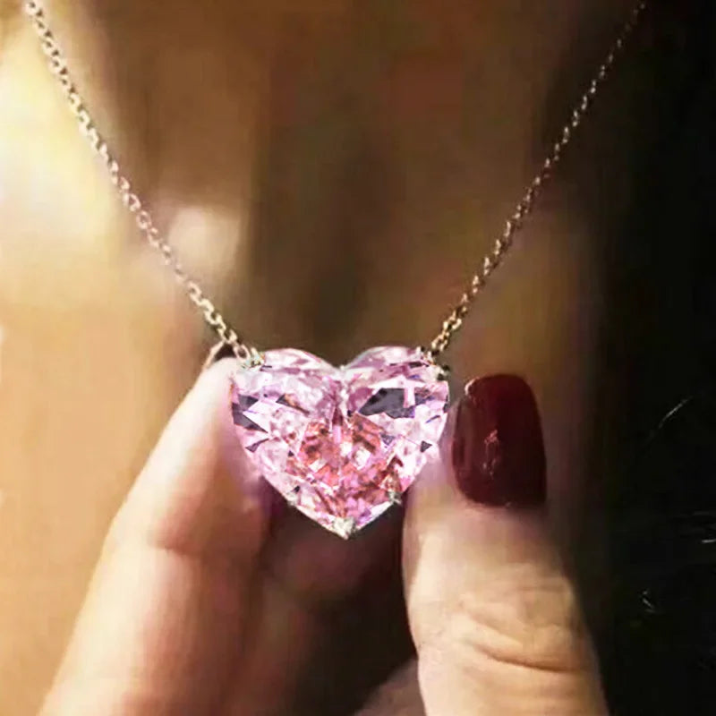 CAOSHI Luxury Big Heart CZ Women Pendant Necklaces Simple Versatile Female Party Gift Daily Wear Statement Jewelry Drop Shipping