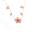Pink Delicate Cherry Flower Necklace Copper Crystal Cat Eye Stone Flower Choker Necklace Women Girl Fashion Jewelry Party Gift