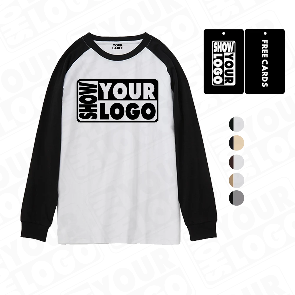 CB030-UTLT250RL Heavy 250gsm 100%Cotton Cuff Long Sleeve T-shirt Men's Raglan Sleeves Round Neck Bottoming Shirt Custom Printing